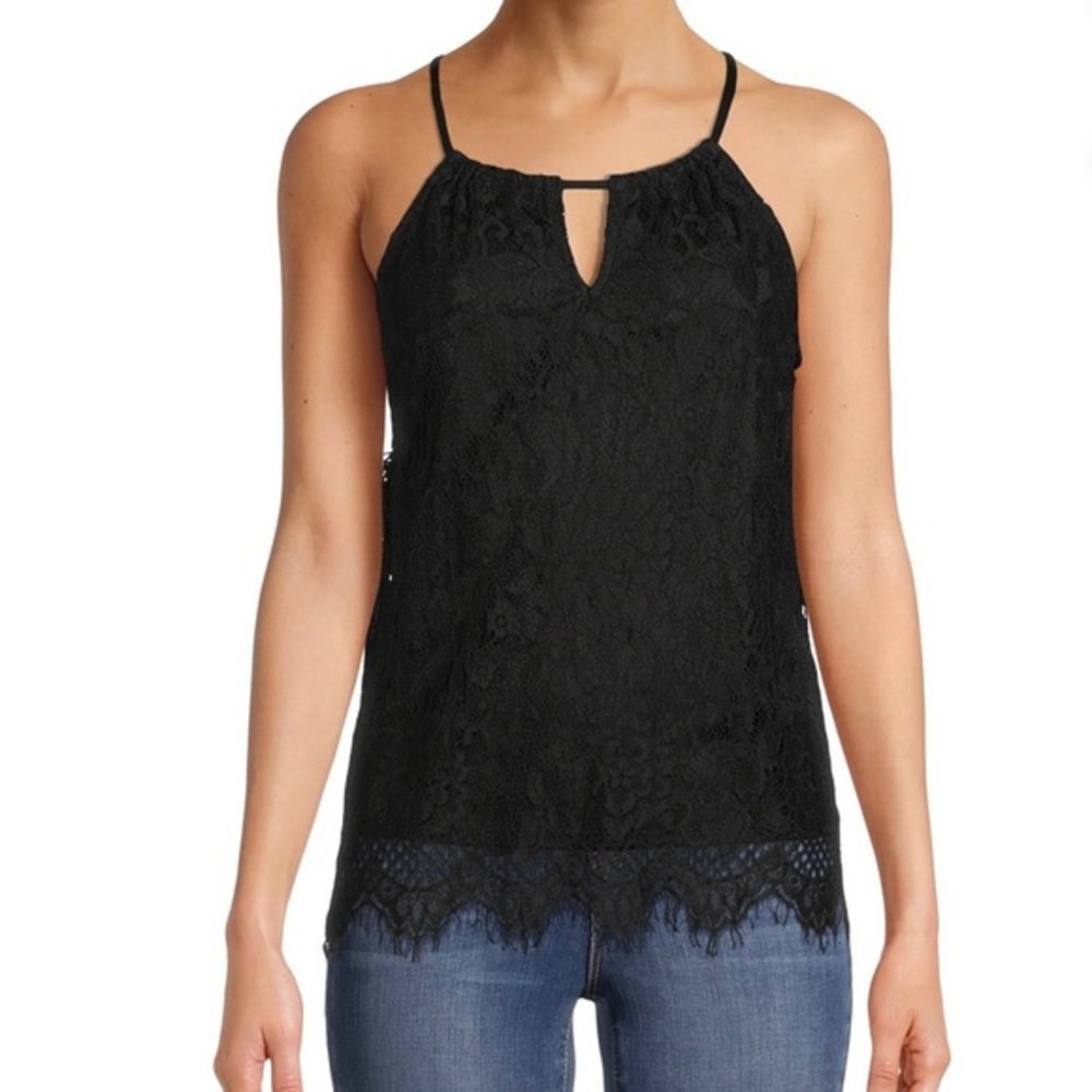 Black Lace Halter Tank Cami.‎ NWOT. Size XS